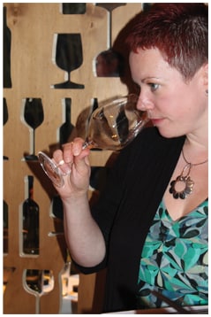 A women drinking wine